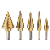 6Pcs HSS Titanium Coated Step Drill Bit With Center Punch Drill Set Hole Cutter Drilling Tool
