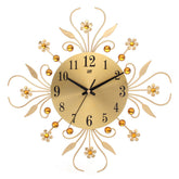 Large 3D Luxury Wall Clock Metal Modern Art Diamonds Flower Home Room Decor