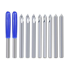 10Pcs 3.175mm Shank Engraving Bit End Milling Cutter 30 Degrees Tip 0.1mm Carbide 3D Milling Bit Carving