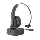 Single Ear Headset Bluetooth Headphone Noise Cancelling Head-mounted Headphone with Microphone for Cell Phones PC Tablet