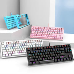 ABS Keycaps Mehcanical Keyboard 87 Keys RGB TKL Gaming Keyboard Removable Upper Cover For Office