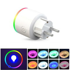 Electricity Statistics RGB Scene Light Smart Wifi Socket Mobile Phone Timer Switch 250V 16A EU