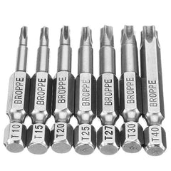 7Pcs 50mm Length Star Magnetic Screwdriver Bits T10-T40 1/4 Hex Shank Screwdriver Set
