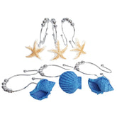 12Pcs/Set Resin Decorative Seashell Shower Curtain Stainless Steel Hook Bathroom