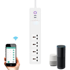 Smart Power Strip 16A Universal With 4 Outlets/2* USB Ports Remote Voice Control Indian Plug Sockets Compatible With Amazon Alexa Google Home 2500W