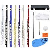 16 Holes C Key Flute Copper with Cloth Screwdriver Gloves Bag