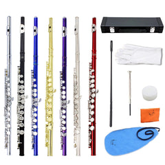 16 Holes C Key Flute Copper with Cloth Screwdriver Gloves Bag