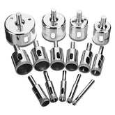 15Pcs 6-50mm Diamond Hole Saw Drill Bit Set Tile Ceramic Glass Marble Drill Bits