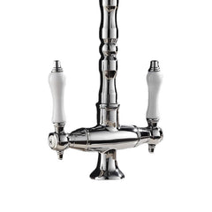 Dual Handle Kitchen Faucet Deck Mounted Single Hole Hot Cold Water Mixer Crane Kitchen Sink Faucets Chrome
