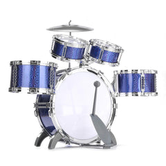 Kids Jazz Drum Set Kit Musical Educational Instrument 5 Drums 1Cymbal with Stool Drum Sticks Percussion Instrument