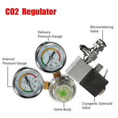 Co2 Regulator Magnetic Solenoid Two Gauge Bubble Counter Planted Aquarium