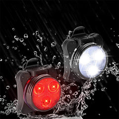 Bike Light Set 4 Modes USB Rechargeable Bicycle Headlight Safety Warning Taillight Outdoor Cycling for ADO