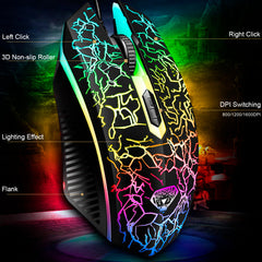 104 Keys Wired Keyboard & Mouse Set 4D RGB Backlight Gaming Keyboard 1600DPI Ergonomic Mouse