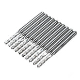 10pcs 3.175x2mm Carbide End Mill Engraving Bits for CNC PCB Machinery Rotary Burrs
