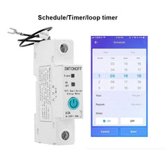 Single Phase Din Rail WIFI Smart Switch Energy Meter Leakage Protection Remote Read KWh Meter Wattmeter Works with Alexa Google