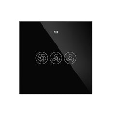 Black WiFi+RF433 Smart EU Ceiling Fan Switch Smart Life/Tuya App 2/3 Way Control Wireless Remote Control Works with Alexa and Google