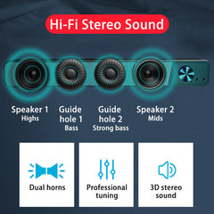 Bluetooth Speaker Hi-Fi 4D Stereo Surround Sound Bass Subwoofer Dual Drivers Noise Reduction Soundbar Computer Speaker Home Theater