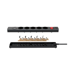 Power Strip with 5 AC Outlets 2 USB Ports Flame-retardant Material Double Break Safety Switch
