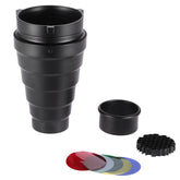 Metal Conical Snoot with Honeycomb Grid 5pcs Color Filter Kit