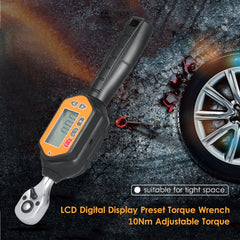 Preset Torque Wrench 10Nm Adjustable 1.6-inch LCD Digital Display for Bicycle Vehicle Maintenance