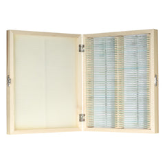 Prepared Microscope Slides Animal Plants Insects Tissues Specimens Set with Wooden Case 100pcs