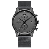 Men Chronograph Quartz Stainless Steel Waterproof Sports Clock Business Watch reloj hombre