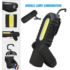 2-in-1 Rechargeable Led Work Light Portable Built-in Battery Flashlight Magnetic COB Work Light For Emergency Car Repairing