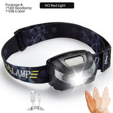 6000Lms LED Headlamp Rechargeable Body Motion Sensor Headlight Camping Flashlight Head Light Torch Lamp With USB