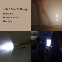3 In 1 Multi-function Emergency Light Motion Sensor Wall Night Light Battery Powered LED Flashlight For Home Camp Outdoor
