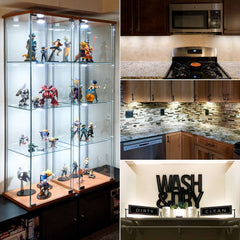 6 Pack RGB Under Cabinet Lights Led Wireless Closet with remote control Wall Lamp for Kitchen Without Battery