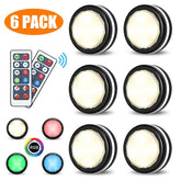 6 Pack RGB Under Cabinet Lights Led Wireless Closet with remote control Wall Lamp for Kitchen Without Battery