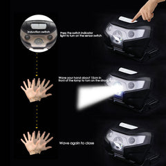 6000Lms LED Headlamp Rechargeable Body Motion Sensor Headlight Camping Flashlight Head Light Torch Lamp With USB