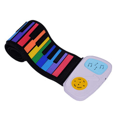 49 Keys Rainbow Roll-Up Piano Electronic Keyboard Colorful Silicon Built-in Speaker Musical Education Toy