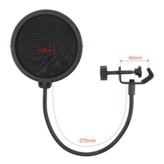 Double Layer Studio Microphone Wind Screen Shield Mesh Gooseneck Noise Filter