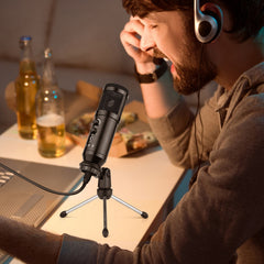USB Condenser Microphone Wired Cardioid Pickup Pattern Mic