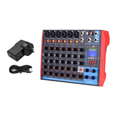 Portable 8-Channel Mixing Console Digital Audio Mixer +48V Phantom Power Supports BT/USB/MP3 Connection