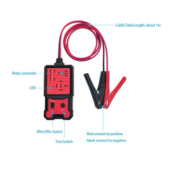 Car Battery Checker Electronic Relay Tester with Clips Auto Diagnostic Tool 12V