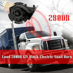Loud 12V Black Electric Snail Horn Air Raging Sound For Car Motorcycle Truck Boat