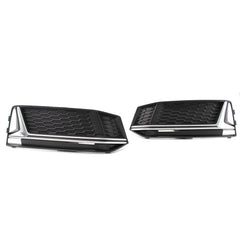 A Pair of Chrome Fog Light Cover Grille Silver Trim Grill Bezel Fit For AUDI A4 S4 S-Line B9 2016-19