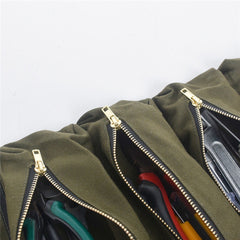Roll Tool Multi-Purpose Up Bag Wrench Pouch Hanging Zipper Carrier Tote Canvas Car Organizer 5 Pockets Portable