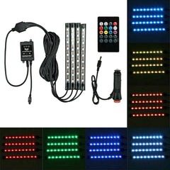 Car Interior RGB Led Strip Lights 5050 IP65 Waterproof Music + Controller