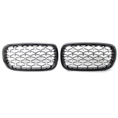 Semi-Plating Dual Slats Front Kidney Grille Grill Left & Right Replacement for BMW X5 F15 2014-2016