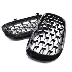 Semi-Plating Dual Slats Front Kidney Grille Grill Left & Right Replacement for BMW X5 F15 2014-2016