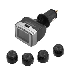 Wireless TPMS Tire Pressure Monitoring System with Adjustable LCD Display Cigarette Plug Diverter 4 External Sensors