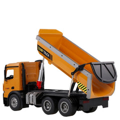 2.4Ghz 1/14 Scale RC Dump Truck Construction Vehicle Toy with LED Lights and Simulation Sound for Kids