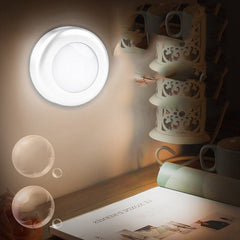 Wireless Round Motion Sensor LED Night Light Battery Powered Cabinet Night Lamp Bedside Lights For Bedroom Home Closet Lighting