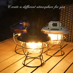 Portable Retro Camping Lantern Rechargeable Metal Handle Flashlight Vintage Warm White Light Outdoor Hanging Tent Light