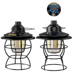 Portable Retro Camping Lantern Rechargeable Metal Handle Flashlight Vintage Warm White Light Outdoor Hanging Tent Light