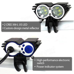 2x U2 LED Cycling Bike Headlight Headlamp Front Light