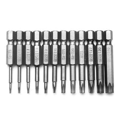 12pcs 1/4 Inch 50mm*T5-T40 Magnetic Torx Screwdriver Bits Set